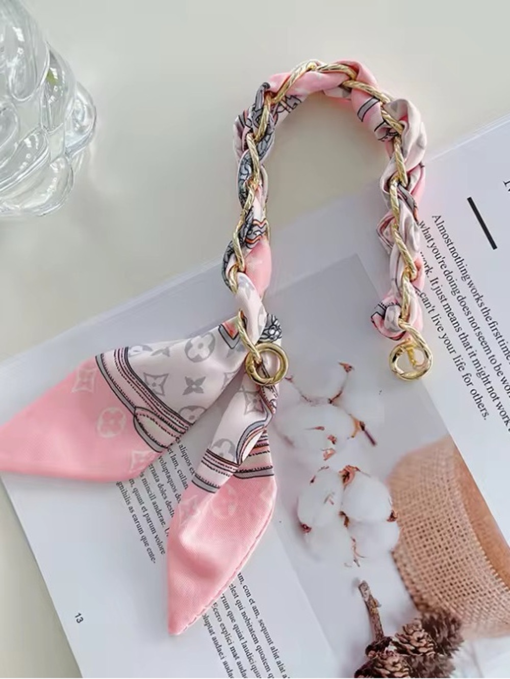Pink Scarf Chain Bag,Phone,Planner Handle-Women's Accessory